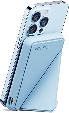 VOLTME Magnetic Power Bank 5,000 m Ah – Foldable Wireless Charger with Kickstand and USB-C Port for i Phone 16/15/14/13/12 Series – Dove Grey, Effortless Alignment for Seamless Charging and Enhanced Portability, Unmatched Battery Performance with American Amprius Technology, Perfect for On-the-Go Use and Reliable Connectivity