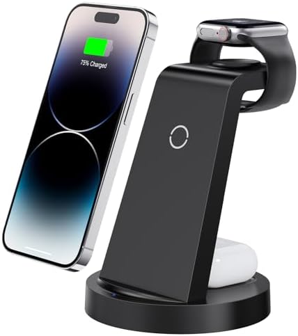 Sleek 3-in-1 Wireless Charging Station for i Phone & Apple Watch – Fast Charging Dock for Air Pods 11-16, Pro Max Models – Stylish Rose Finish & Space-Saving Design for Efficient Device Organization