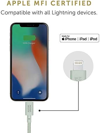 Native Union Night Cable – 10 ft MFi Certified Lightning to USB-A Charger with Weighted Knot Design for Enhanced Stability – Ultra-Durable & Stylish Zebra Pattern for i Phone 14, 13 & Earlier Models – Elevate Your Charging Experience with Superior Length & Strength