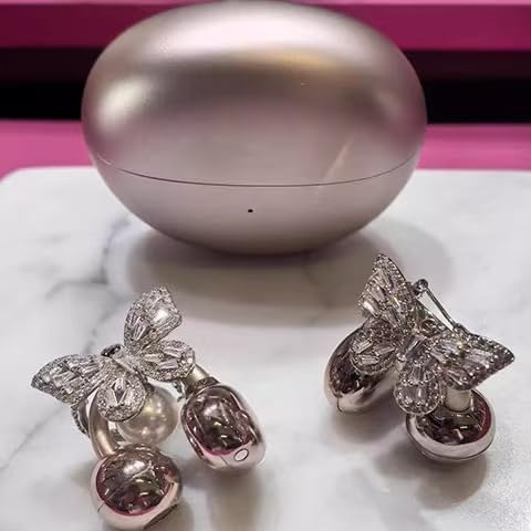Elevate Your Earbuds with a Chic Silver Rhinestone Bow Clip-On Accessory – Customizable DIY Earbud Decor for Fashion-Forward Audio Enthusiasts – Perfect for Daily Use & Special Events
