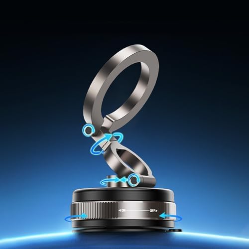 New Vacuum Magnetic Phone Holder, Suction Cup Phone Mount, Foldable Strong Magnetic Cell Phone Holder for Car/Gym/Mirror/Smooth Surface, Compatible with Magsafe iPhone – Enhanced Compatibility and Speed