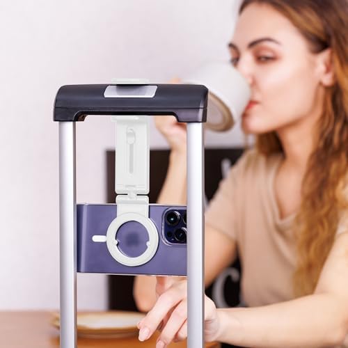 PROfezzion Magnetic Airplane Phone Holder for Mag Safe iPhone 16 15 14 13 12 & All Phone, 360°Rotation Travel Must Have Handsfree Phone Mount for Desk/Tray Table Travel Accessory – Enhanced Compatibility and Speed