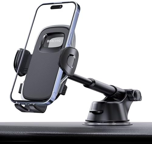 Universal 360° Adjustable Car Phone Holder with Telescopic Arm – Secure Suction Cup Mount for Dashboard and Windshield, Perfect for All Smartphones (4.8-7″) – Hands-Free Navigation and Enhanced Safety Drive Solution