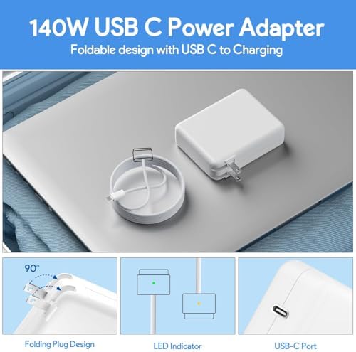 70 W Magnetic T-Tip Charger for Mac Book Pro & Air – Enhanced Compatibility with 14″ (2021-2023) and 13/15″ (2022-2024) Models – Includes 6.6 FT Braided USB-C Cable for Fast, Reliable Charging – Safe, Compact Design with Built-in IC Chip Protection – Perfect for Travel & Everyday Use – 30-Day Satisfaction Guarantee