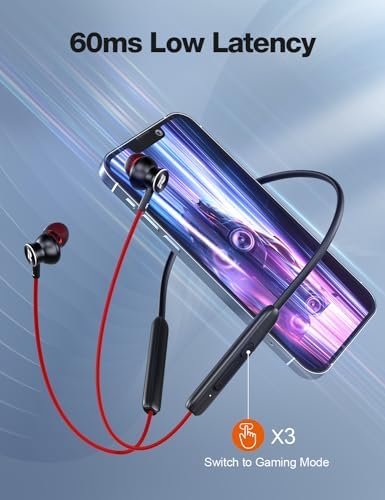 Rythflo V5.2 Premium Wireless Bluetooth Earbuds – Sweatproof Neckband Headphones with Deep Bass, 30-Hour Battery Life, and Built-in Microphone for Ultimate Comfort and Connectivity – Perfect for Athletes and Music Lovers on the Go