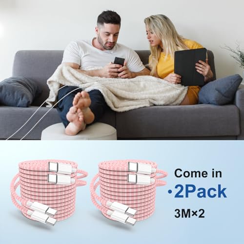 USB C to C Charging Cable 10ft, 60W Fast Type C to C Charger Cord Long for Apple iPhone 15 Pro Max/16 Pro/15 Plus/15 Pro, MacBook Pro 2021/2020/2019/2018,iPad 12.9/11 inch/Mini/Air 5/4,Samsung-Red – Enhanced Compatibility and Speed