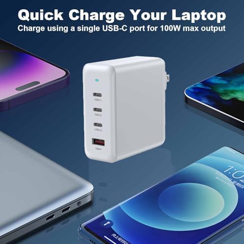 100 W USB-C Fast Charger Block – Compact Multi-Port Ga N Wall Adapter with Foldable Design for Rapid Charging of i Phone, i Pad, Apple Watch & More – Ultimate Portability & Efficiency for Home and Travel