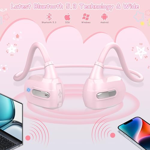 Golvery Kids Open Ear Bluetooth 5.3 Headphones – Ultra-Lightweight Wireless Earbuds with Built-in Microphone – 10-Hour Playtime for Safe Listening – Perfect for Learning, Play, and Enhanced Awareness – Ideal for Tablets, Phones, and Kindles