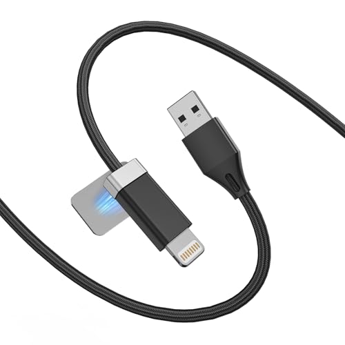Magnetic Keeper USB A to Lightning Cable – 5 ft Braided Fast Charging Cord for i Phone 14/13/12/11 – Enhanced Anti-Drop Design and Efficient Cable Management for Optimal Performance and Durability