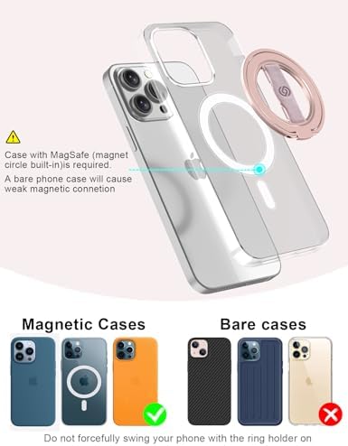 EWA Mag One 3 rd Gen Magnetic Phone Grip Stand – Sleek Black Design for i Phone 16, 15, 14, 13, 12 Series – Enhance Stability with Removable Magnetic Ring Holder and Integrated Finger Strap – Ultimate Hands-Free Kickstand for Streaming and Texting