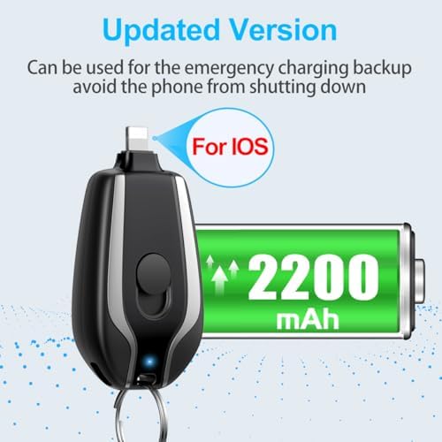Compact Keychain Portable Charger – 2200 m Ah Emergency Power Bank for i Phone 14/13/12/11/XS/XR/8/7/6 Series – Ultra-Lightweight Fast Charging Battery Pack with Pass-Through Function and Multi-Protection Features – Ideal for On-the-Go Power Backup – White