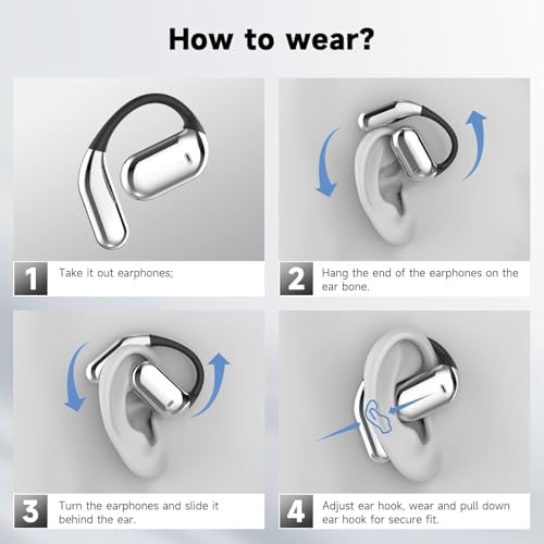 Next-Gen Bluetooth 5.4 Open Ear Earbuds with Advanced Bone Conduction Technology – Touch Screen Control for Effortless Use, IPX7 Waterproof for Ultimate Durability, and Ergonomic Design for Maximum Comfort – Ideal for Fitness, Running, Cycling, and Outdoor Exploration – Stay Aware, Stay Active!