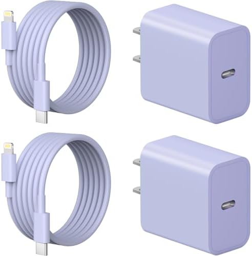 i Phone Fast Charger Dual Pack with 6 FT USB-C Charging Cable – PD 3.0 Quick Charge Wall Adapter for i Phone 14/13/12/11/X/8/7/6 & i Pad Pro/Mini/Air Pods – Ultimate Charging Efficiency & Enhanced Compatibility