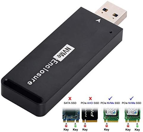 High-Speed Cablecc USB 3.1 Gen2 NVMe M-Key SSD External Enclosure – 10 Gbps Data Transfer for 2230/2242 mm Drives, Tool-Free Setup & Durable Aluminum Design for Optimal Cooling and Portability