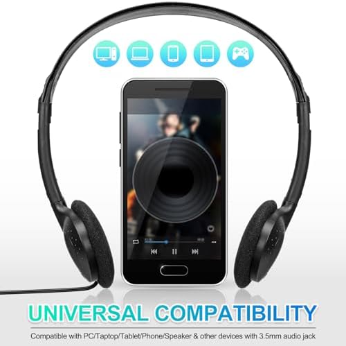 Ultimate Classroom Audio Solution: Frienda 48-Pack Over-Ear Headphones for Students and Adults – Wired Stereo Headset with Universal 3.5 mm Jack – Perfect for Schools, Libraries, and Travel – Noise-Isolating Design for Maximum Concentration and Comfort – Lightweight, Durable, Ideal for Long Listening Sessions