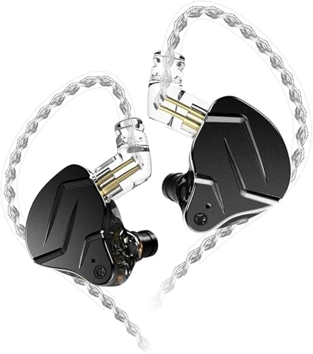 KZ ZSN PRO X Dual Driver Earbuds – Hi-Fi Stereo Headphones with Balanced Armature & Dynamic Driver, Ergonomic Comfort for Optimal Listening, Detachable Cable & Built-In Microphone, Perfect for Audiophiles & Everyday Use – Golden Finish