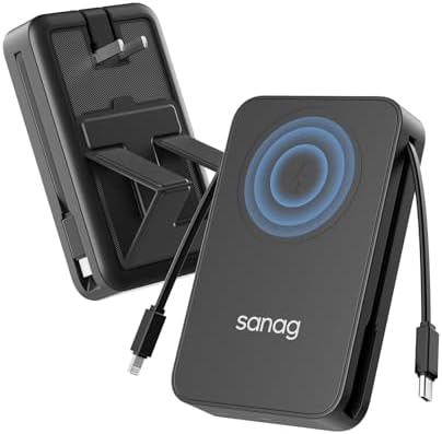 Sanag K69 5-in-1 Multifunctional Power Bank with Built-in AC Plug – 10000 m Ah High-Capacity Portable Charger for Seamless Multi-Device Charging, Magnetic Wireless Functionality, and Innovative Foldable Stand for Ultimate Convenience