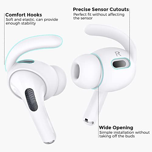 Aha Style Silicone Ear Hooks for Air Pods Pro – 3 Pairs of Anti-Slip Covers with Storage Pouch – Premium Earbud Accessories for Enhanced Comfort and Stability During Activities – Durable, Custom Fit Compatible with Apple Air Pods Pro (White)