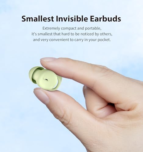 Ultra-Comfort Side Sleeper Bluetooth 5.3 Noise-Canceling Earbuds – Discreet Invisible Sleep Headphones for All-Night Serenity and Relaxation – Soft Silicone Tips for Maximum Comfort – Ideal for Meditation and Restful Sleep – Sleek Green Design