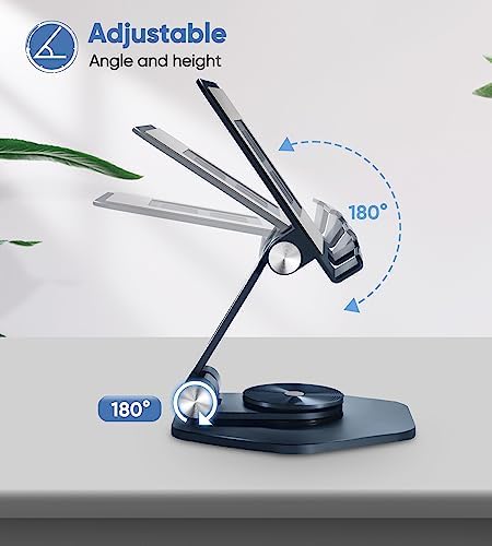 Premium 360° Swivel Tablet Stand for Desk – Adjustable Aluminum i Pad Holder with Rotating Base, Foldable Design for i Pad Pro (12.9/11/10.5/9.7) & All Tablets – Ultimate Comfort & Versatility in Grey Color