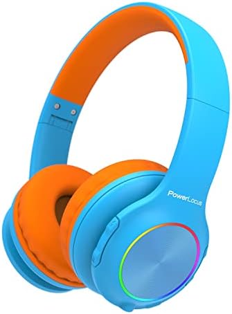 Vibrant Power Locus PLED Kids Bluetooth Headphones – Safe Volume Control (74/85/94 d B), Fun LED Lights, Hi-Fi Sound, Built-in Microphone & Multi-Connectivity for Travel, Learning & Play – Perfect Over-Ear Design for Children