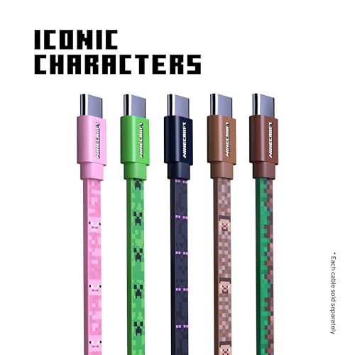 LIQUIPEL Powertek Minecraft Charging Bundle USB-C to C Cable and Wall Charger (Pig) – Enhanced Compatibility and Speed