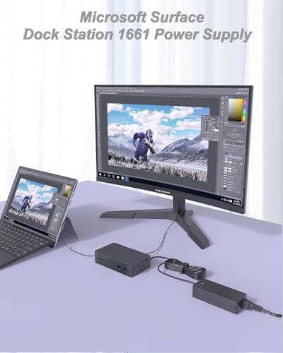 High-Performance 90 W Power Supply for Microsoft Surface Pro 4, 5 & 6 – Essential AC Adapter with Superior Charging Efficiency for Seamless Docking at Surface Dock Station 1661 & 1749 – Reliable Replacement Featuring Advanced Safety Measures for Enhanced Device Functionality and Productivity