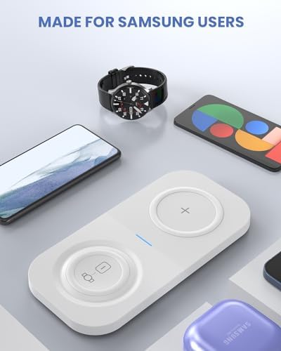 Revitalize Your Charging Routine with the Joy Geek Dual Wireless Charger – 2-in-1 Fast Charging Pad for Samsung Galaxy Devices, Effortlessly Powers Galaxy S23/S22/S21/S20/S10/Note20/10, Compatible with Galaxy Watch 5/4/3 & Buds 2/+/Pro/Live – Enhanced Speed & Compatibility for a Clutter-Free Experience