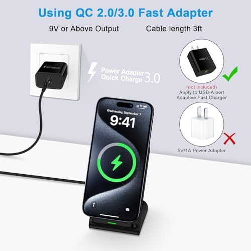 Dual-Pack 15 W Fast Wireless Charger Stand for Samsung Galaxy S23-S25 & Google Pixel 7 a-9 Pro XL – Sleek, Efficient Charging Station with Enhanced Safety Features and Universal Compatibility
