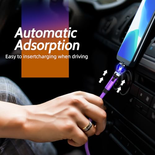 Effortless Charging Revolution: 540° Rotating Magnetic 3-in-1 USB-C Charger Cable Set (4-Pack: 3 ft, 3 ft, 6 ft, 6 ft) – 2.4 A High-Speed Universal Charging Solution for i Phone, Samsung, Moto, Android Devices & Tablets – Durable, Versatile, & User-Friendly Design for Optimal Performance Across All Micro USB/Type C Gadgets