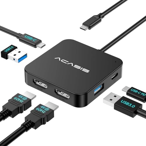Elevate Your Work Efficiency with the ACASIS Dual HDMI Docking Station – Power Up with 100 W PD Charging, Experience Stunning 4 K Display, and Enjoy Lightning-Fast 5 Gbps USB-C & USB-A Connectivity for Dell, HP, Lenovo, Surface, and Yoga Laptops – The Ultimate All-in-One Hub for Professionals and Tech Lovers