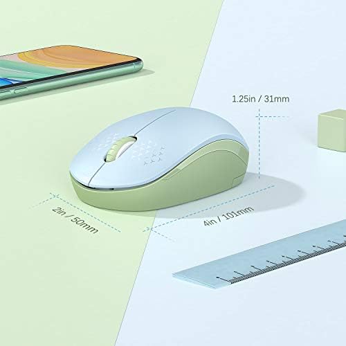 Light Blue Wireless Mouse – Ultra-Quiet 2.4 GHz Noiseless Computer Mouse with USB Receiver for Seamless Windows Experience – Portable, Ergonomic Design for Home, Office, or Travel