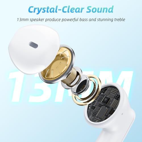 Unleash Your Sound with BEBEN Wireless Earbuds – 40-Hour Playtime & 8-Hour Continuous Playback, IPX6 Waterproof with Superior Stereo Audio, Ergonomic Fit, and Built-in Microphone for Seamless i OS & Android Compatibility – Ideal for Active Lifestyles and Sports Enthusiasts