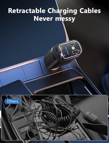 Celestial Power: 4-in-1 Starlight Retractable Car Charger with Fast Dual USB Ports – Compatible with i Phone 15/14/13 – Innovative Tangle-Free Charging Solution for Enhanced Portability and Style