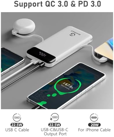 Compact 10,000 m Ah Power Bank – Fast Charging Portable Charger with Dual USB-C Compatibility for i Phone 16, Samsung, and Android Devices – Sleek Black Design for Ultimate Travel Convenience and Enhanced Device Performance