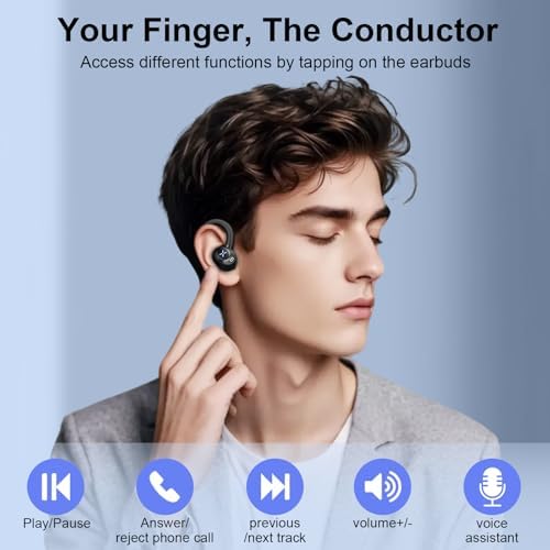 Unleash Your Sound Potential with Cillso Wireless Earbuds – Cutting-Edge Bluetooth 5.4 Headphones with Deep Bass, Ergonomic Earhooks, and IP7 Waterproof Protection for Optimal Performance During Sports and Workouts – Enjoy 50 Hours of Playtime, Rapid Charging, and Advanced Noise-Cancelling Microphone for Unmatched Connectivity and Clarity