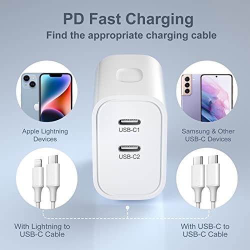 Costyle 20 W Dual USB C Wall Charger Pack (3) – Ultra-Fast Charging Block for i Phone 11-16, i Pad, Galaxy S23, and Apple Watch Series 7/8 – Compact Travel Adapter for Enhanced Device Compatibility and Performance