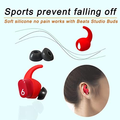 Memory Foam Ear Tips for Beats Studio Buds – Premium Comfort and Enhanced Sound Isolation, Secure Earhooks for Active Lifestyles, Compatible with Studio Buds+ Charging Case, Stylish Black Finish, Perfect Fit for Audiophiles and Fitness Enthusiasts