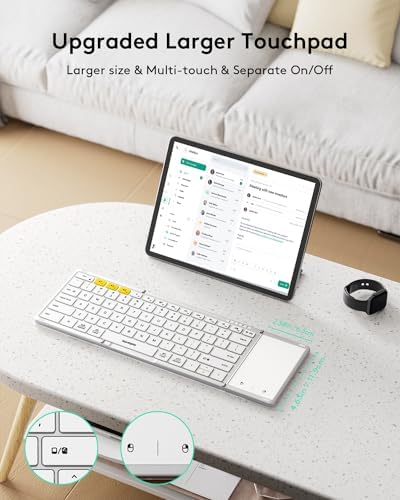 Samsers Portable Foldable Bluetooth Keyboard with Touchpad – Multi-Device Wireless Travel Companion for i OS, Android, Windows & Mac OS – Effortless Workflow with Bluetooth 5.1 and Long Battery Life – Perfect for On-the-Go Professionals