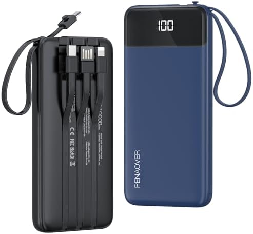 Ultimate 10000 m Ah Portable Power Bank with Built-in Charging Cable and LED Power Indicator – Travel-Ready External Battery Pack for i Phone 16/15, Samsung S22, and Android Devices – Unmatched Compatibility and Rapid Charging for On-the-Go Lifestyles