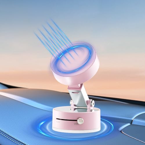 360° Vacuum Magnetic Phone Holder, Suction Cup Phone Mount, Foldable Strong Magnetic Cell Phone Holder for Car/Gym/Mirror/Smooth Surface, Compatible with Magsafe iPhone – Enhanced Compatibility and Speed