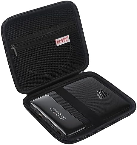 BOVKE Premium EVA Hard Case for Baseus 100 W Blade USB-C Laptop Charger – Shockproof Storage Solution with Mesh Pocket for Cables – Perfect for Travel and Organization – Enhanced Protection for Power Banks and Accessories – Sleek Black Design with Detachable Lanyard and Carabiner for Versatile Carrying Options – Ideal for Business Trips and Daily Commutes – Fits Baseus Blade HD 20000 m Ah and 65 W Slim Power Packs – Durable, Water-Resistant Material Ensures Safe Transportation of Your Devices – Elevate Your Charging Experience with This Essential Accessory