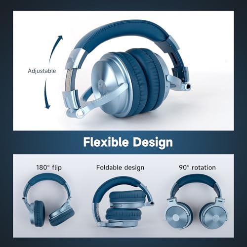 One Odio Studio Pro C Silver Over-Ear Bluetooth Headphones: Immerse Yourself in 110 Hours of Uninterrupted Wireless Audio with High-Performance 50 mm Neodymium Drivers for Rich Deep Bass and Crystal-Clear Sound; Effortlessly Portable Foldable Design Ideal for Travelers, Seamless Compatibility Across PCs, Phones, and Tablets for Ultimate Versatile Listening Experience