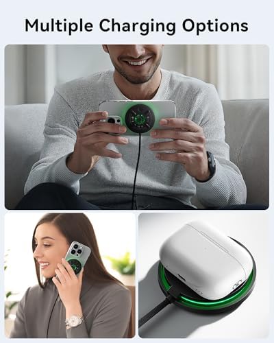 INIU Qi2 Certified Magnetic Wireless Charging Pad with Cooling Fan – 15 W Fast Charger for i Phone 16/15/14/13/12 Series & Air Pods – Sleek Design with Adapter Included for Ultimate Convenience and Efficiency