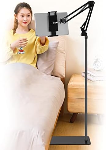 Versatile Tablet Floor Stand – Adjustable 360-Degree Rotatable Holder for i Pads, i Phones & 12.9-Inch Devices – Sturdy Metal Design with Non-Slip Base for Enhanced Stability – Ideal for Home, Office & Streaming