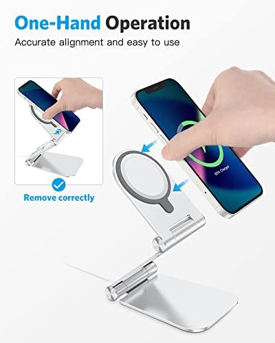 Stand for MagSafe Charger, OMOTON Foldable Phone Stand Holder for MagSafe Accessories， Compatible with iPhone 15/14/13/12 Pro Max/Pro/Mini, Charger for MagSafe Not Included, Black – Enhanced Compatibility and Speed