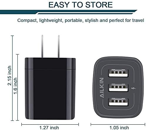 High-Speed 3-Pack Multi-Port Wall Charger – 3.1 A USB Adapter for i Phone 15/14/13/12/11 Pro Max, Samsung Note 20/S22/S21/S20, Kindle Fire – Fast, Safe, and Universal Charging Solution for All USB Devices