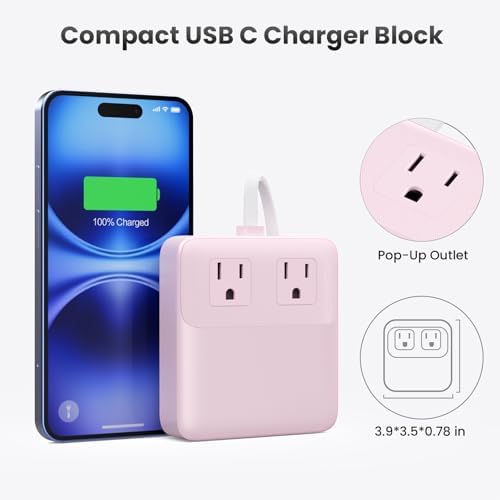 High-Power 135 W Ga N USB C Charging Hub – 6-in-1 Power Station with 2 AC Outlets, 2 USB-A & 2 USB-C Ports, 5 ft Cord, Ideal for PD 65 W Laptop Charging (Mac Book Air/Pro, i Phone 16/15, Galaxy S24) – Fast, Efficient, Universal Device Charger for Home and Travel