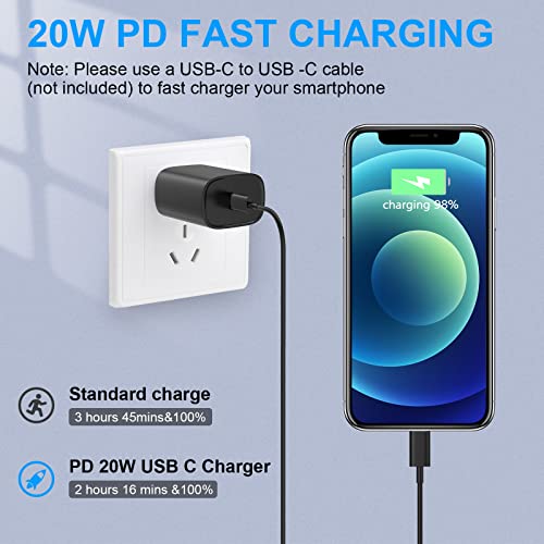 Rapid Charge Lightning Cable & 20 W USB-C Block for i Phone 14/13/12/11 – 3 FT Long Durable Fast Charger for i Pad and i Phone Models – Sleek Black Design for Enhanced Performance and Compatibility