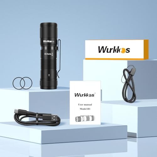Wurkkos H1 Ultra-Fast Charging 5000 m Ah Portable Power Bank with Clip & Flashlight – Versatile USB-C Battery Charger Compatible with 18650/21700 Cells for Ultimate Convenience on the Go